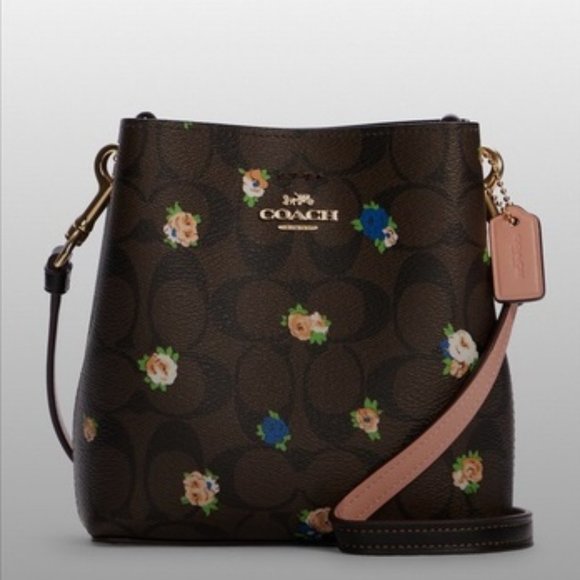 Coach Handbags - Coach Mini Town Bucket Bag In Signature Canvas With Vintage Mini Rose Print